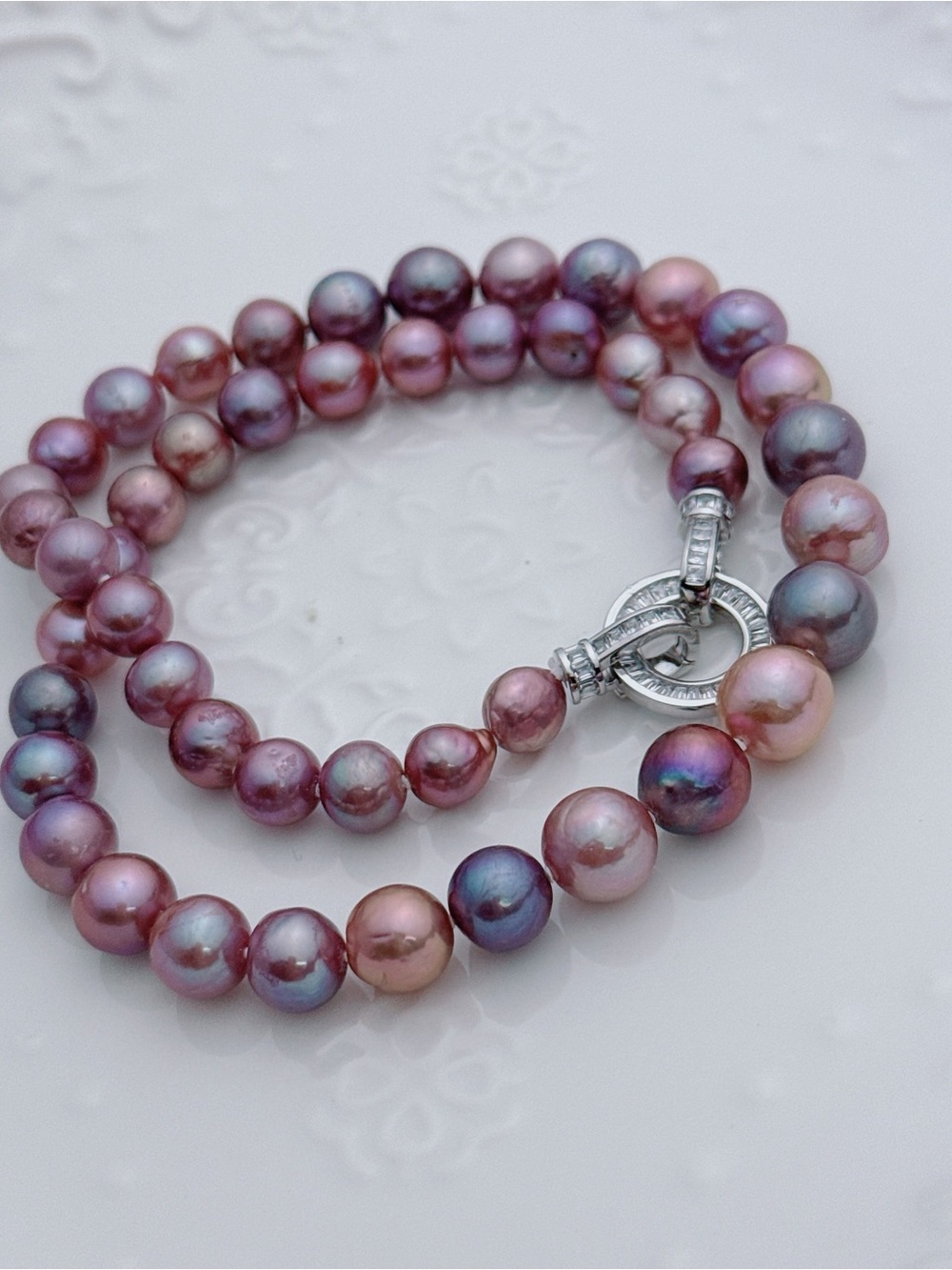 X815 Handmade Freshwater Edison Baroque Pearl Necklace Blueberry Luster - Picture 10 of 13